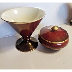 Royal Winton Rouge England Lidded Trinket Bowl & Candy Bowl Rouge 1930's